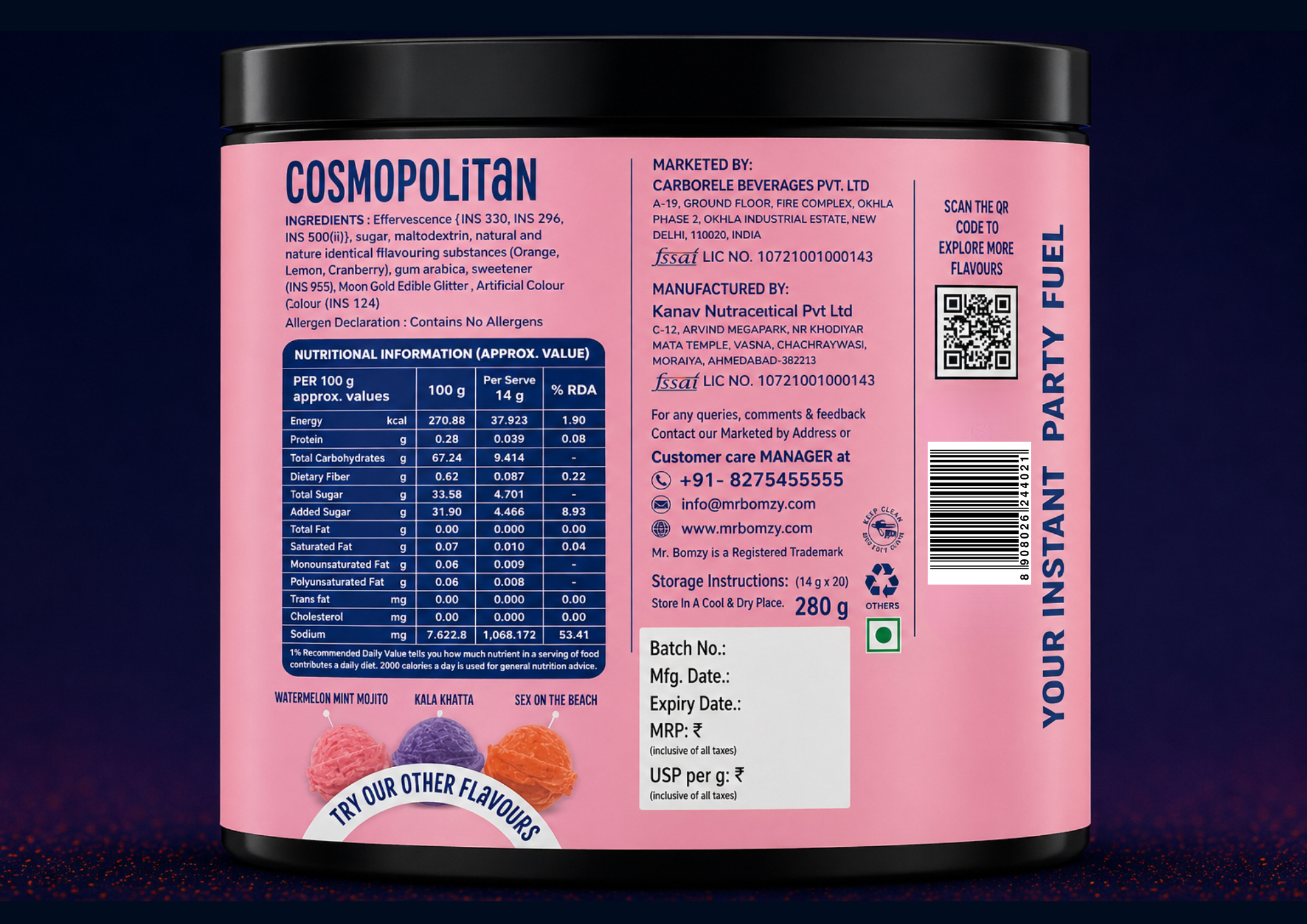 Cosmopolitan Bomb Jar (Pack of 20)