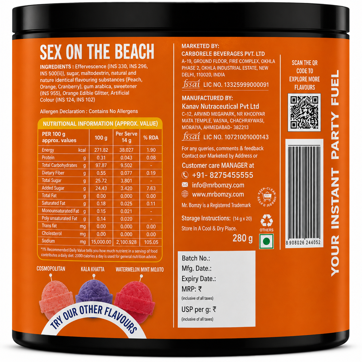 Sex on the Beach Bomb Jar (Pack of 20)